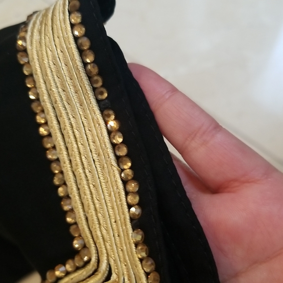 Black & Gold Embroidered Sequin Kaftan Cover-Up Maxi Dress - Picture 8 of 16